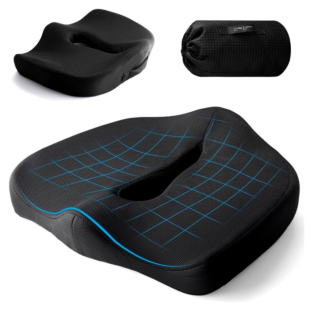 Ergonomisches Sitzkissen für Bürostühle, Orthopädisches Kissen zur Entlastung von Steißbein, Ischias und Hüfte, Memory Foam Kissen mit abnehm...