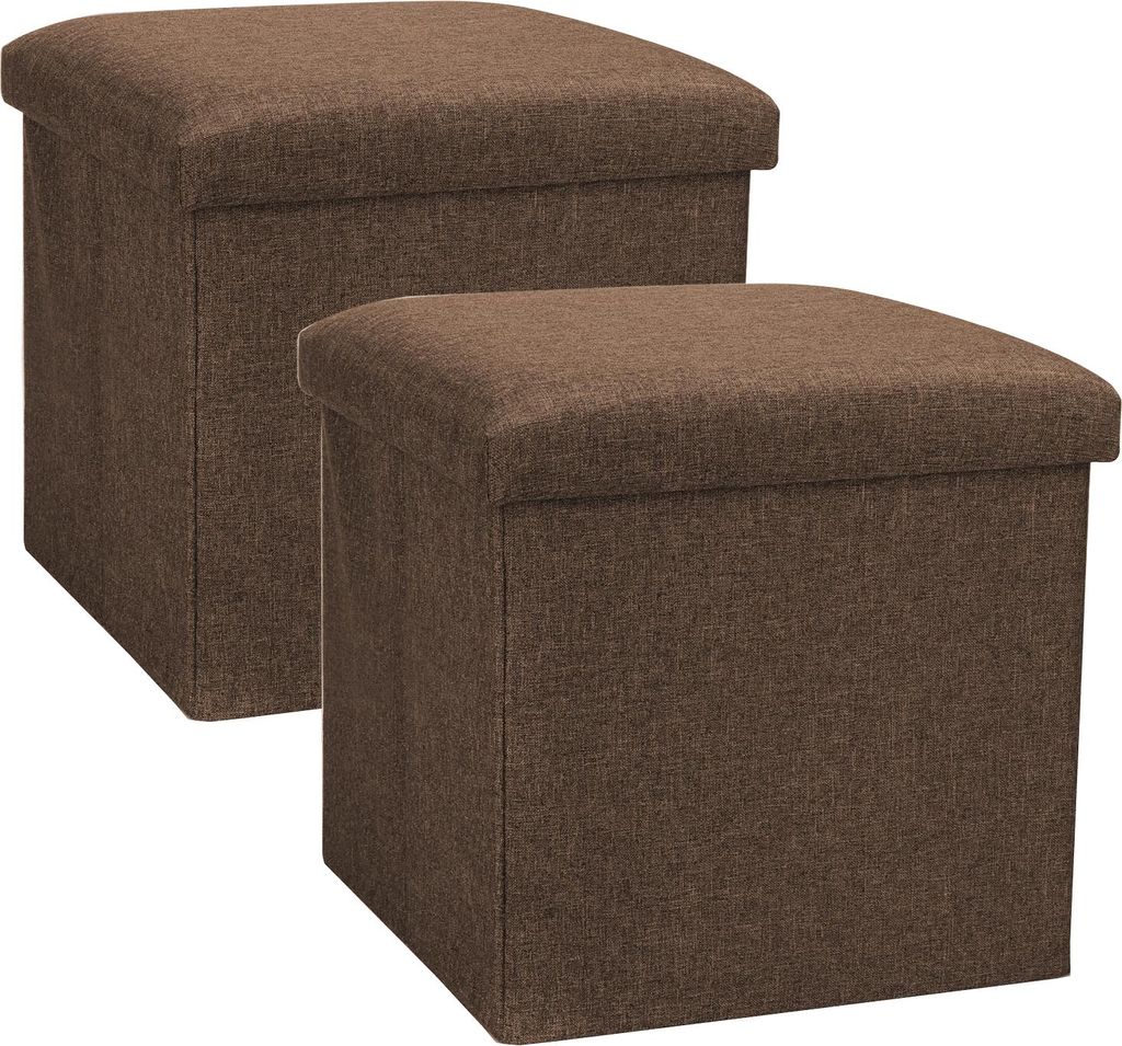 COM-FOUR 2x Faltbarer Hocker - Sitzhocker mit Stauraum - Aufbewahrungsbox- 40 L