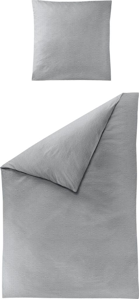 Traumschloss Seersucker Bettwäsche - 3000_16 - uni hellgrau 135 x 200 cm bügelfrei, uni hellgrau