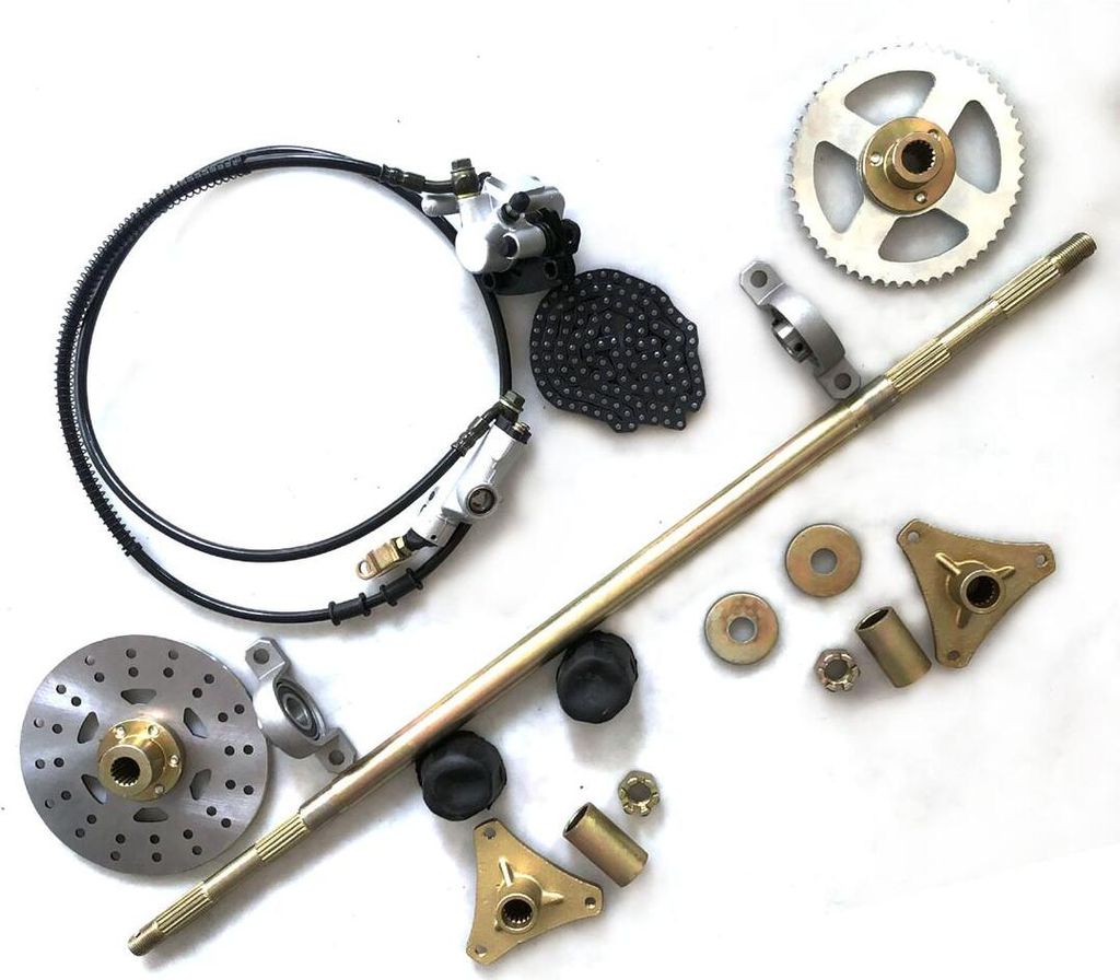 Hinterachse Set 740mm mit Bremse Kettenrad etc. ATV Quad Eigenbau HMParts