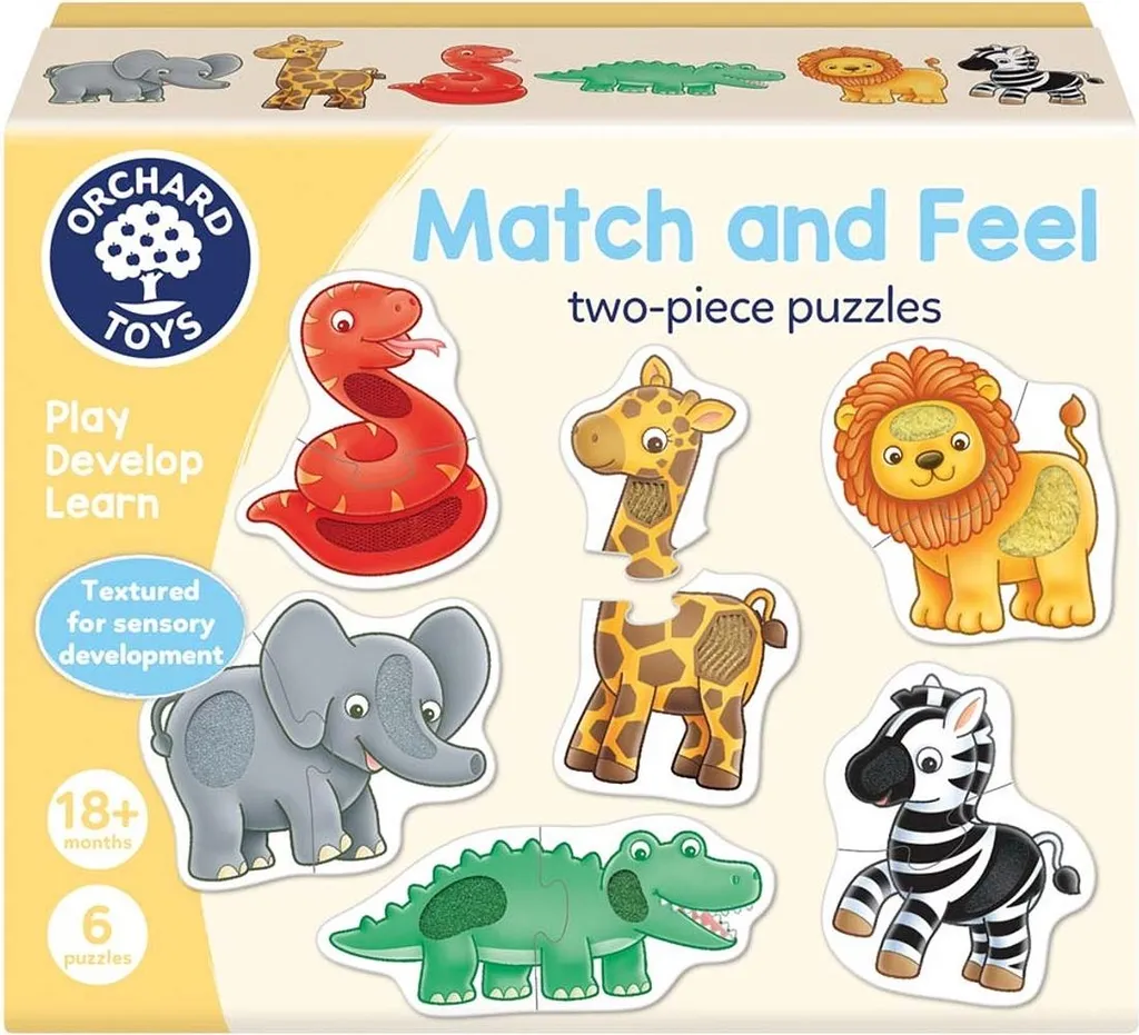 Puzzle 2 Pièces à Toucher - Jeu Sensoriel avec Textures pour Tout-Petits