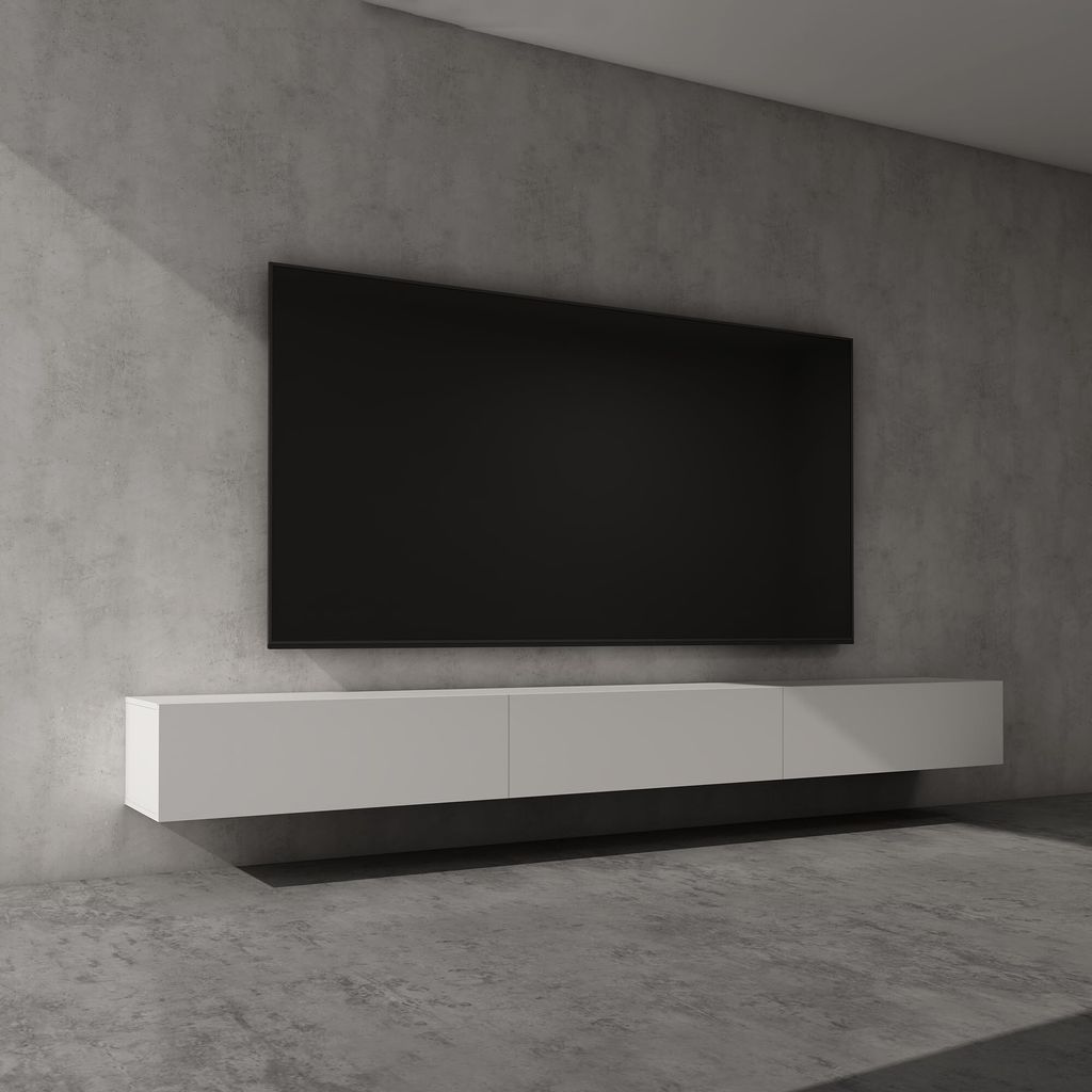 doporro Meuble TV Bas 300x40,2x30cm Armoire TV Blanc Mat Image du produit 