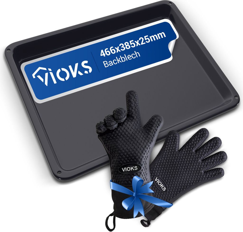 Backblech mit 2 Ofenhandschuhen passend wie AEG 387885520/8 für Ofen Herd