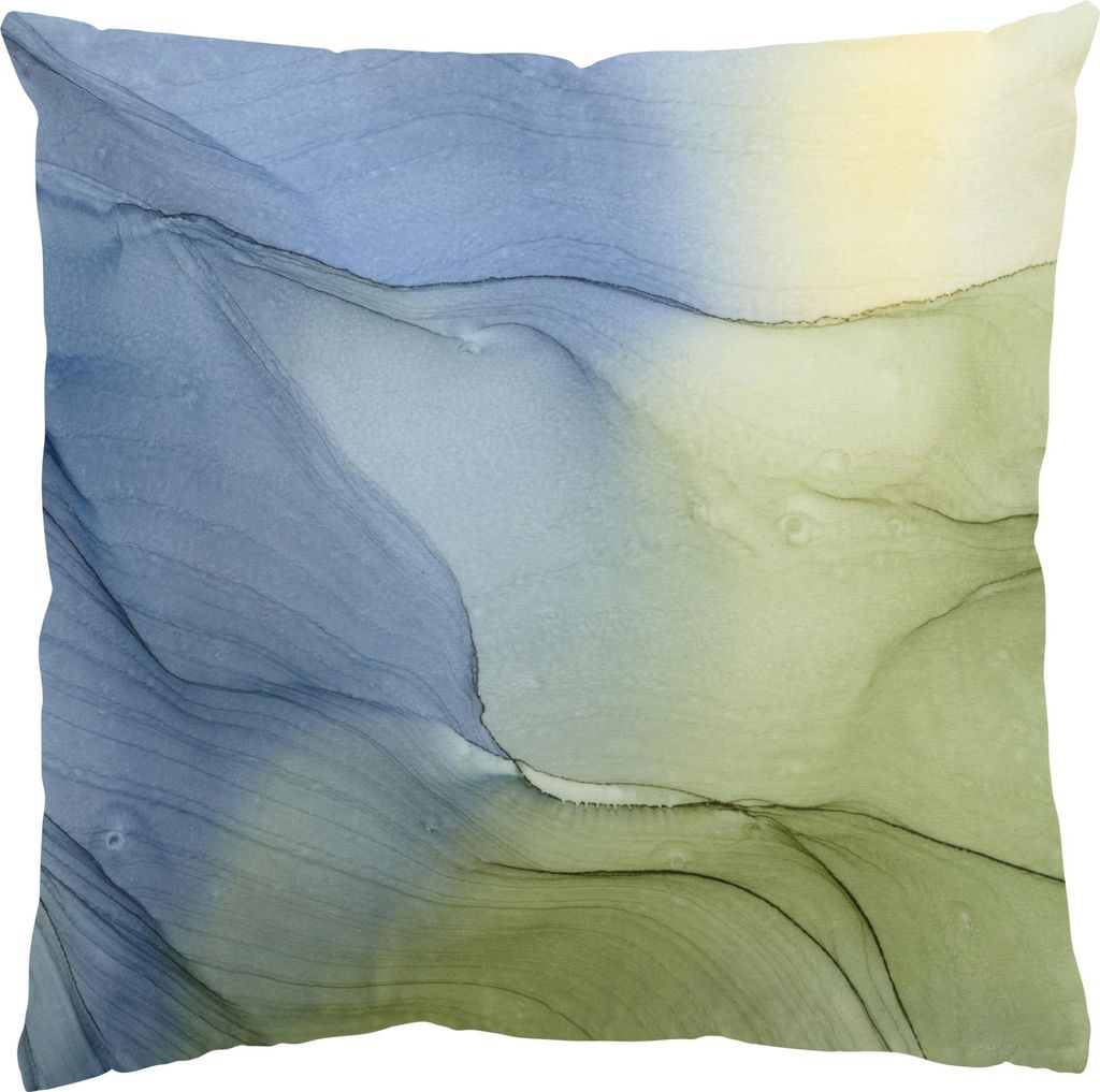 Dekokissen mit Motiv drinnen / Indoor Zierkissen Canvas waschbar Design blau Abstrakt Sofakissen ohne Füllung