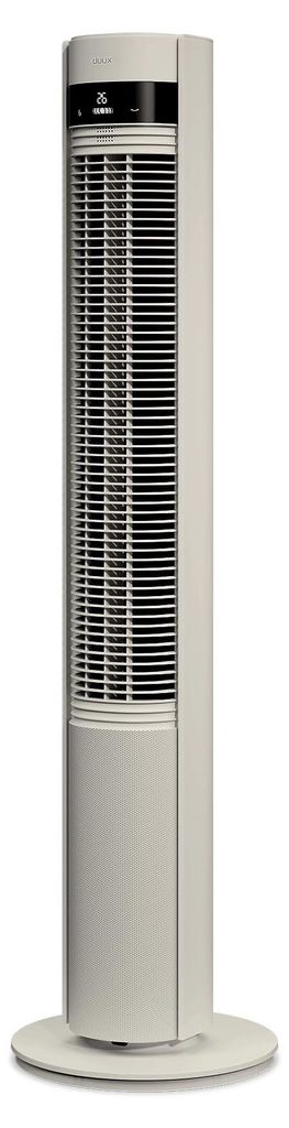 Duux Elevate – Leiser Turmventilator mit Ionisator – 12 Geschwindigkeiten & Intelligenter Schlafmodus – Greige