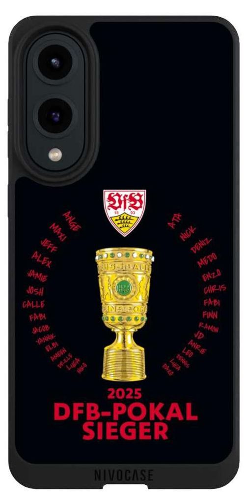 NIVOCASE Handyhülle für Samsung Galaxy S25 Edge Hülle NIVOpure Case Schwarz Offizielles Lizenzprodukt Pokal VfB Stuttgart