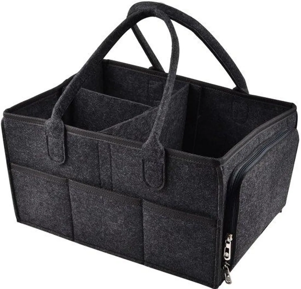 Panier organisateur de couches en feutre gris foncé pour chambre d'enfant
