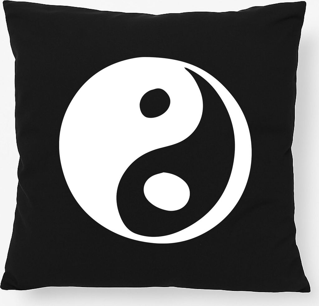 Huuraa Kissen Yin und Yang Taoismus 40x40cm mit Füllung Black Baumwolle Dekokissen Geschenkidee