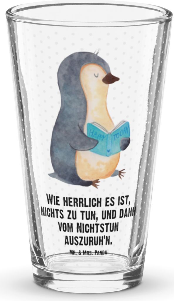 Mr. & Mrs. Panda Bierglas Pinguin Buch - Transparent - Geschenk, Pause, Urlaub, Tumbler, Wasserglas, Limonadenglas, Cocktailglas, Glas