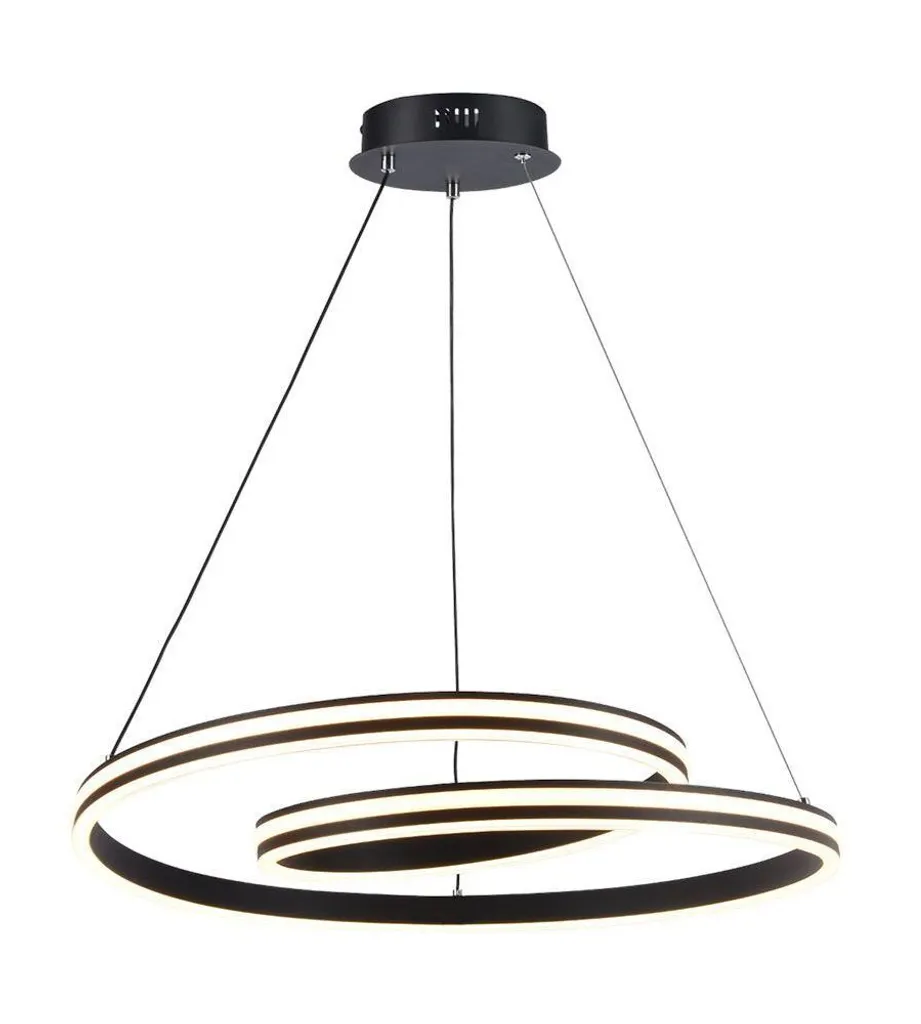 Éclairage LED pour salon moderne suspension noire ronde 60cm 40W CCT