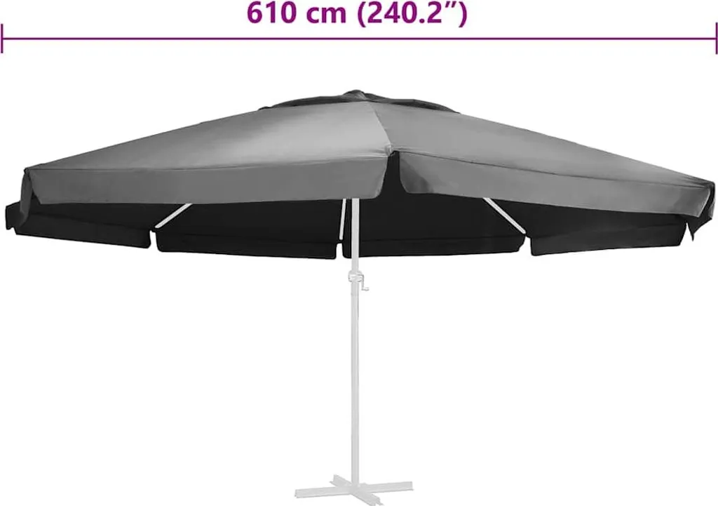 Housse de rechange pour parasol anthracite 600 cm en toile polyester - 5
