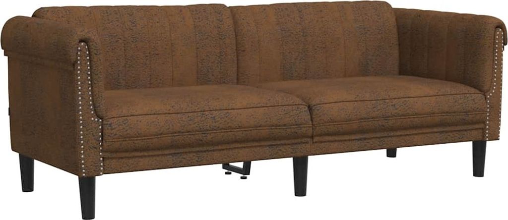 vidaXL 3-Sitzer Sofa Braun Kunstleder Wildleder-Optik