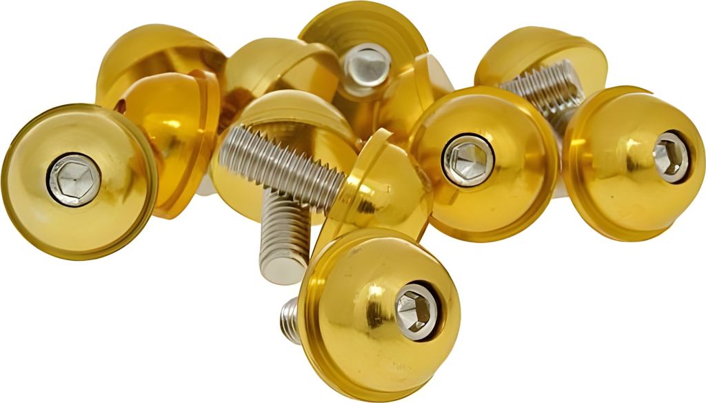 Schraubensatz 12 Stück Alu-Kappe gold - M5x13