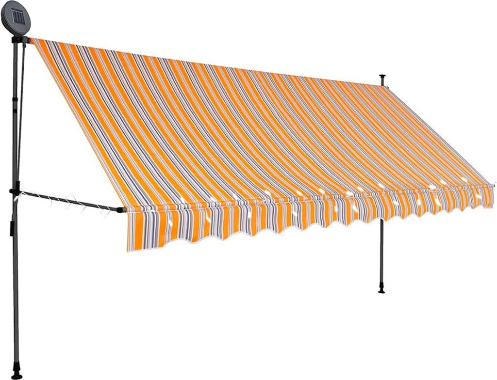 vidaXL Einziehbare Markise Handbetrieben mit LED 400 cm Gelb und Blau
