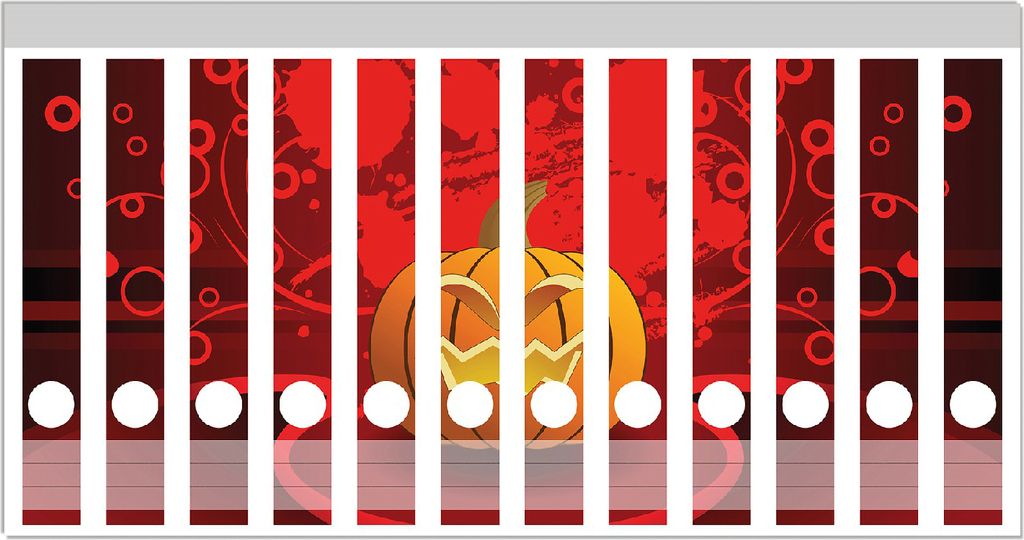 Wallario Ordnerrücken Sticker, selbstklebend für schmale Ordner, 12 Stück, Motiv Geschnitzter Halloween-Kürbis im Comic Stil