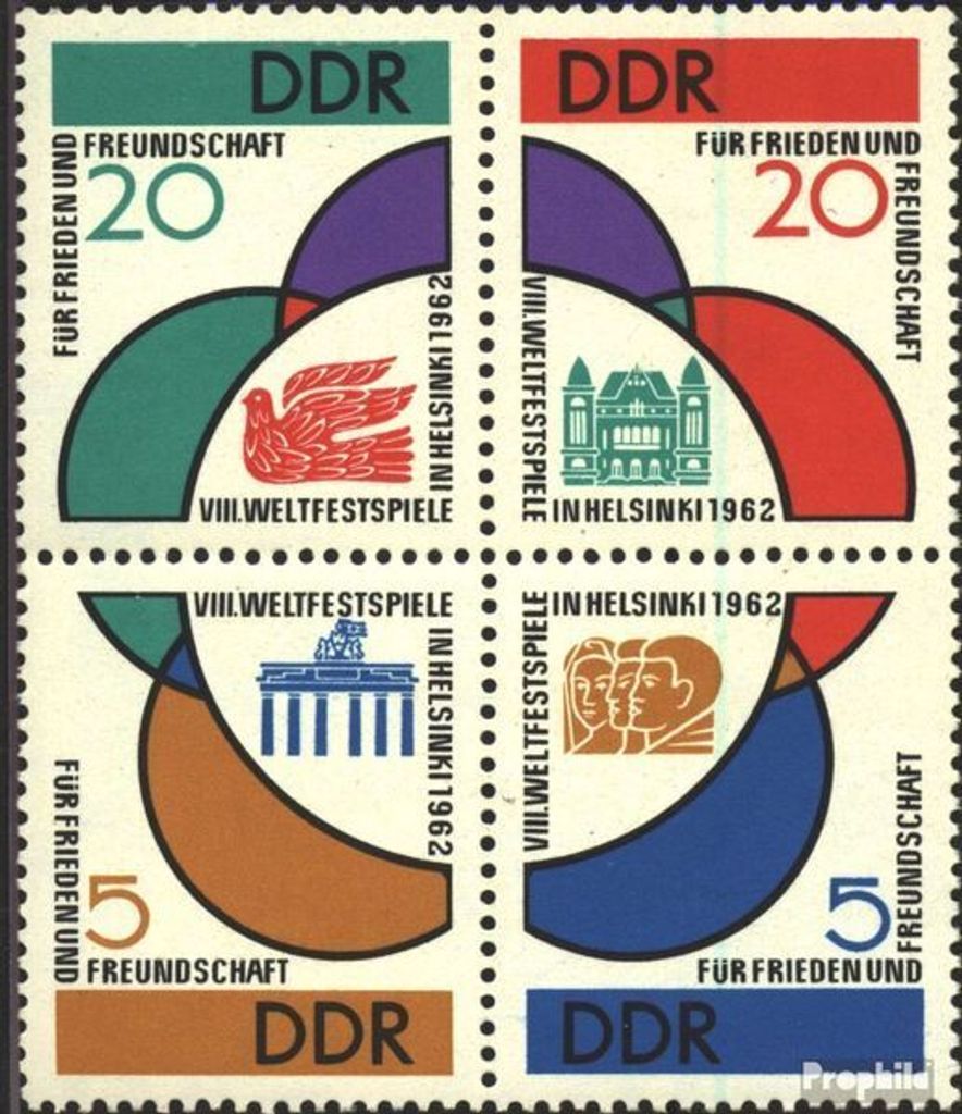 Briefmarken DDR 1962 Mi 901-904 Viererblock (kompl.Ausg.) Produktbild 