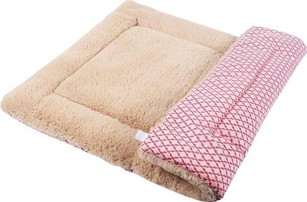 Tapis pour chien rose anti-stress en peluche 90x70 cm confort articulaire