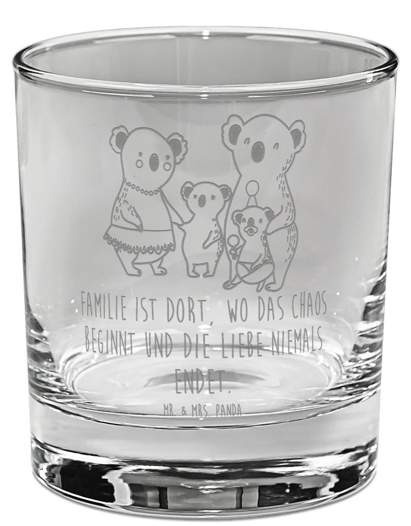 Mr. & Mrs. Panda Tumbler Glas Koala Familie - Transparent - Geschenk, Koalas, Whiskyglas, Kinder, Bourbon, Gravur, Scotch, Opa
