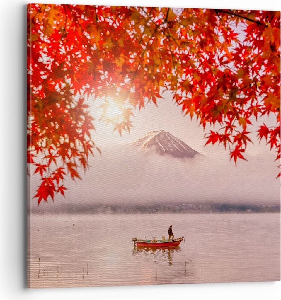 Bild auf Leinwand - Leinwandbild - Vulkan See - 70x70cm - Wand Bild - Wanddeko - Wandbilder - Leinwanddruck - Bilder - Kunstdruck - Wanddekoration ...