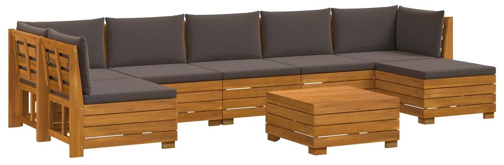 vidaXL Outdoor-Sofagarnitur mit Kissen 8 Stück Braun Massivholz Akazie