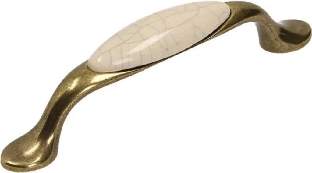 Maniglia Mobile Porcellana e Oro Antico UP19 96mm | Design Vintage