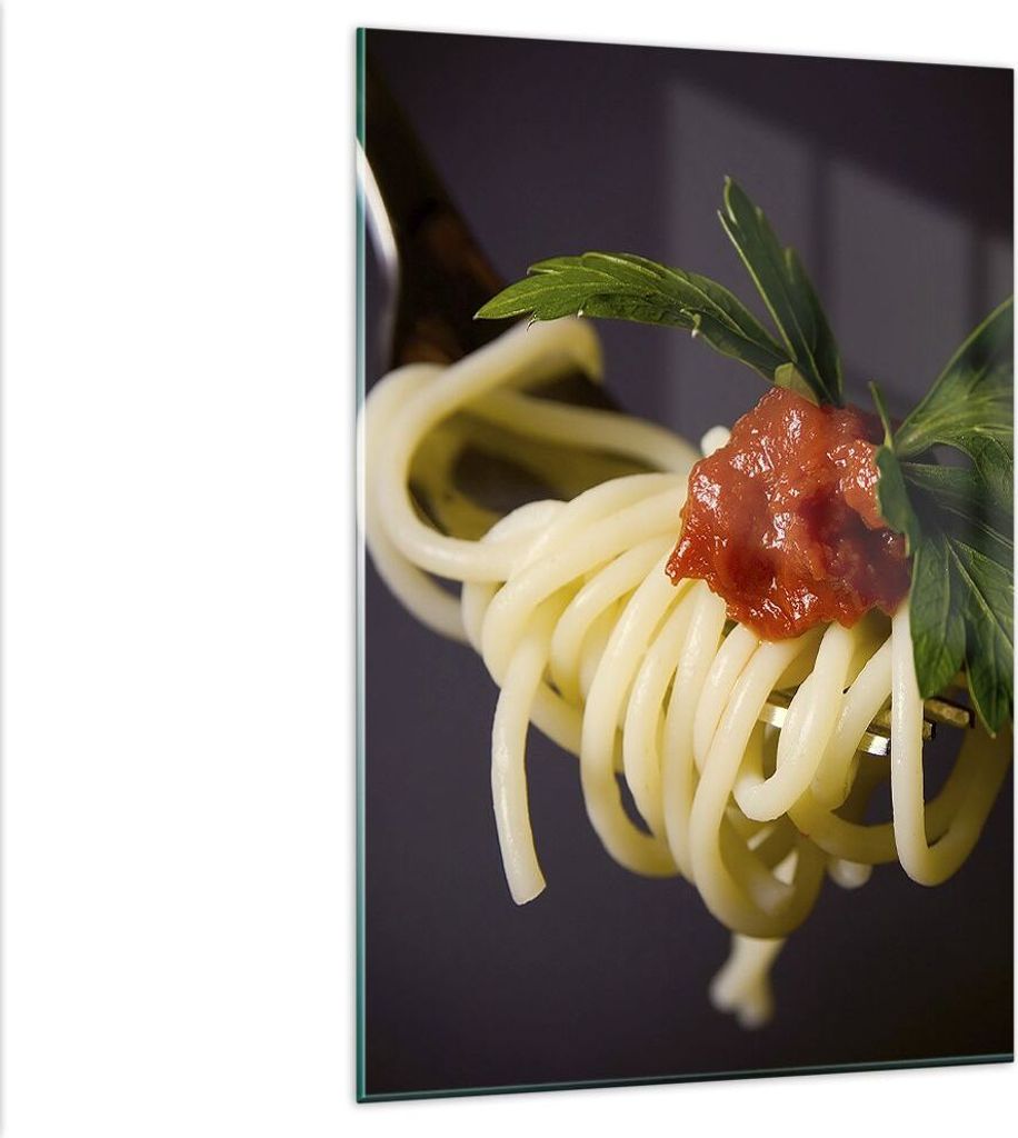 Bilder auf glas - Einteilig - Italien pasta spaghetti - 80x120cm - Glasbilder - Wandbilder - Bilder - zum Aufhängen bereit - Wanddekoration aus Gl...