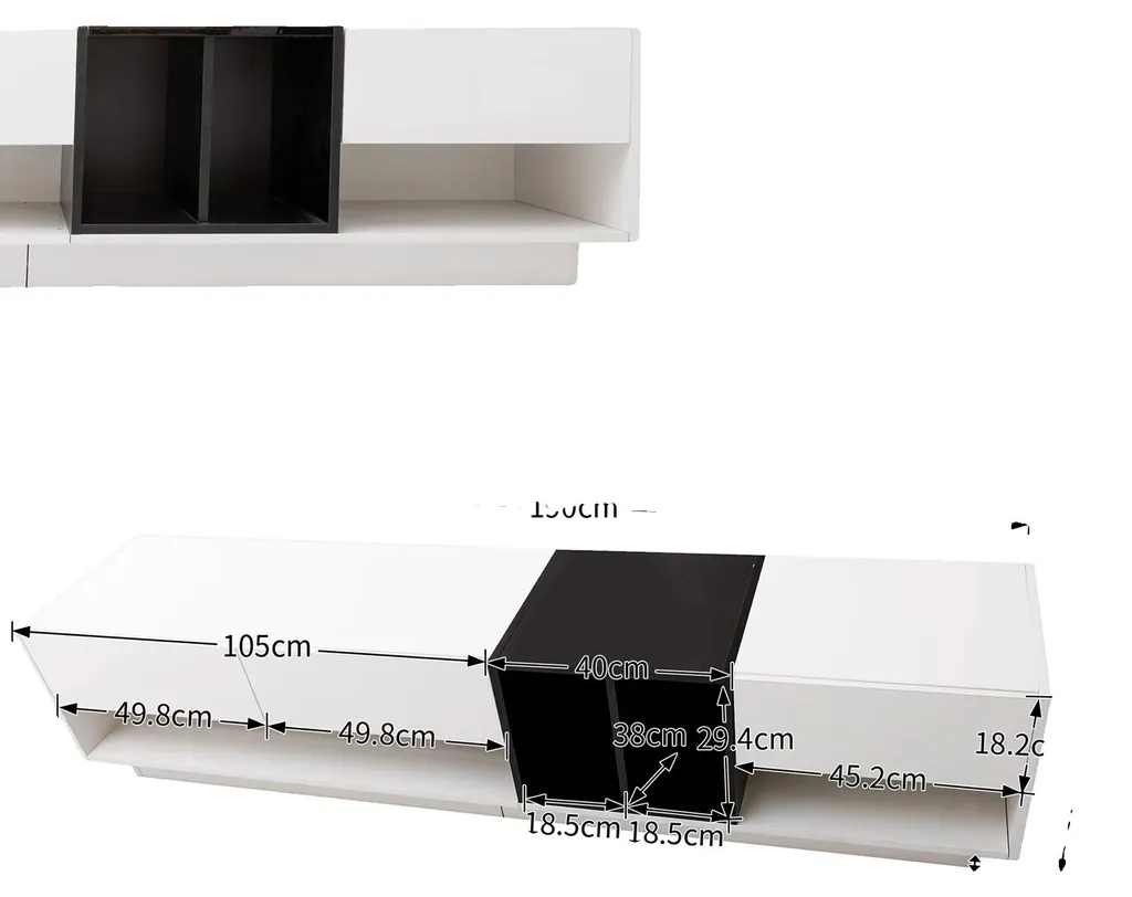 Meuble TV Blanc Laqué à Grande Capacité de Stockage et Design Épuré
