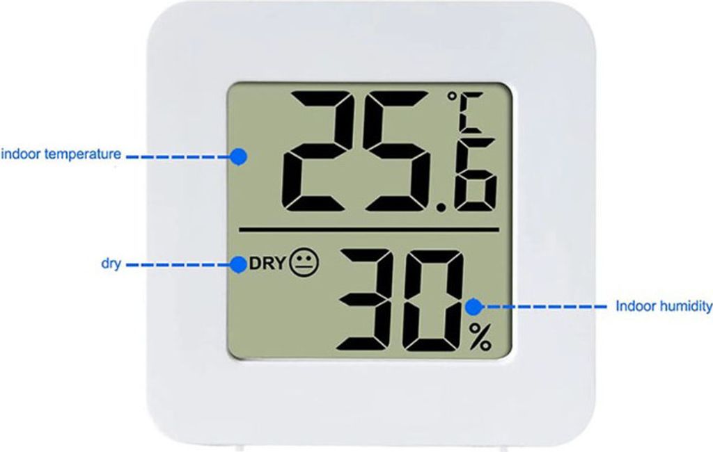 Wand-Thermometer Mit LCD – Batteriebetrieben, -20°C Bis +60°C, ±1°C Genauigkeit, Mit Aufhängehaken