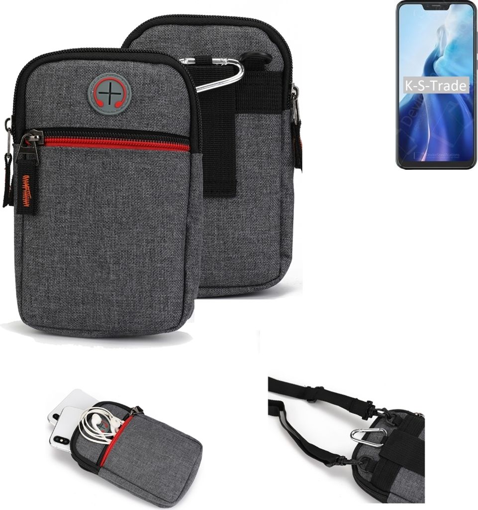 K-S-Trade Holster Gürteltasche kompatibel mit Cubot C20 Handy Tasche Schutz Hülle grau Zusatzfächer 1x