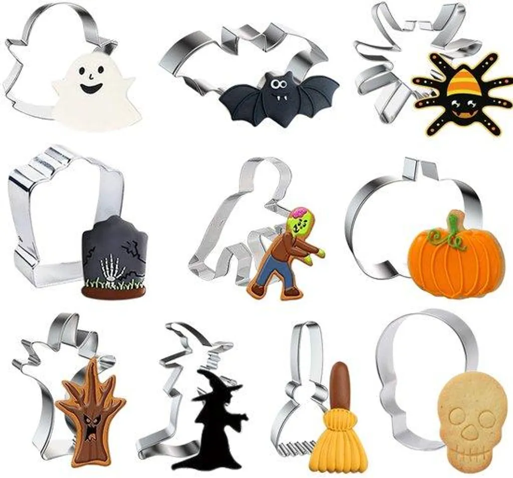 Lot de 10 emporte-pièces Halloween pour atelier pâtisserie enfants et os