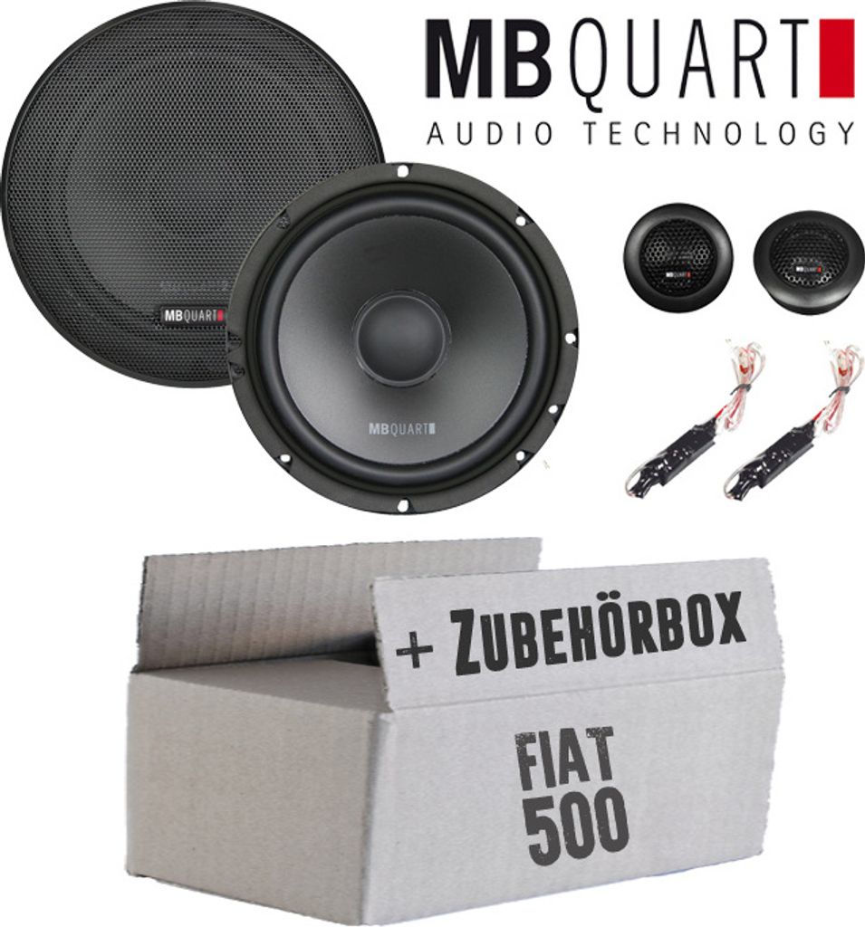Lautsprecher Boxen MB Quart QS165 - 16,5cm Kompo Auto Einbauzuebehör - Einbauset passend für Fiat 500 Heck - justSOUND