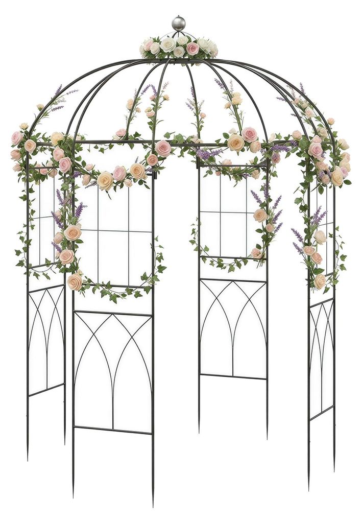 KOMFOTTEU, Gazebo in metallo a forma di rosa, arco per rose Immagine del prodotto 