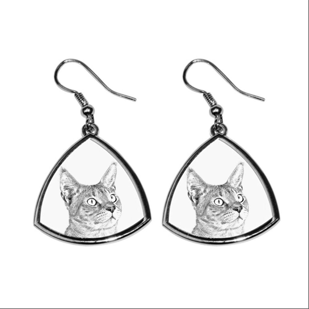 Chausie - Katzenohrringe, hängende Ohrringe mit Bild, personalisierter Schmuck mit dem Aufdruck der Marke Art-Dog