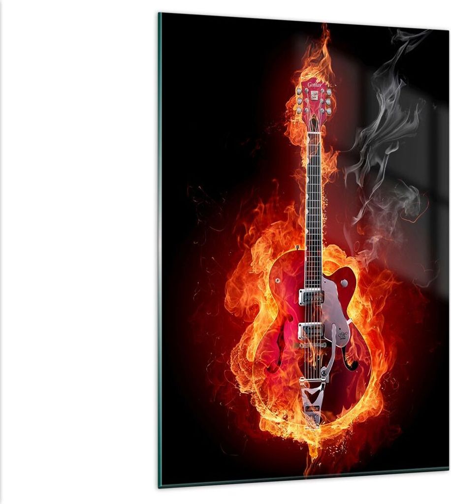 Bilder auf glas - Einteilig - Instrument Flammen Saiten - 80x120cm - Glasbilder - Wandbilder - Bilder - Wanddekoration aus Glas - Glas Bilder - Wan...