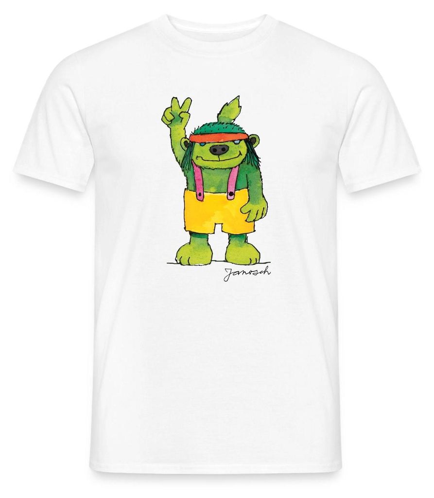Spreadshirt Janosch Emil der Grünbar Peace Männer T-Shirt, 4XL, Weiß