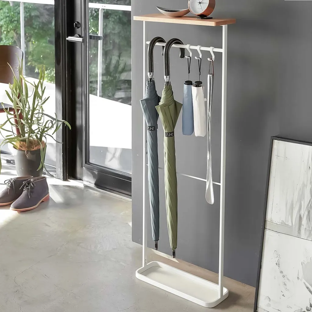 Porte-parapluies suspendu 112cm blanc anti-humidité avec étagère utile