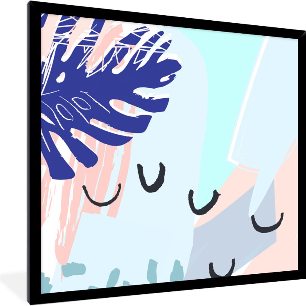 MuchoWow Gerahmtes Poster Sommer - Tropisch - Abstrakt 40x40 cm - Poster mit Schwarzem Bilderrahmen Wandposter Rahmen Foto Bilder - Mit Rahmen - ...