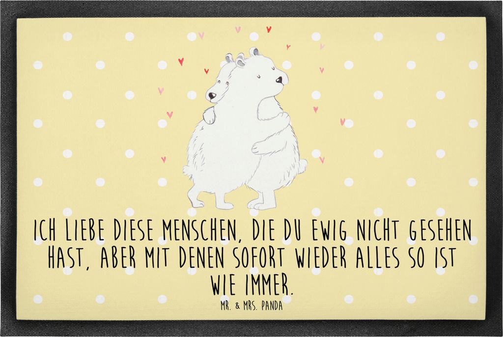 Mr. & Mrs. Panda Sauberlaufmatte Eisbär Umarmen 60 x 90 cm - Gelb Pastell - Geschenk, Bodenvorleger, Fussmatte, Schmutzmatte, fußmatte, Schmutzf...
