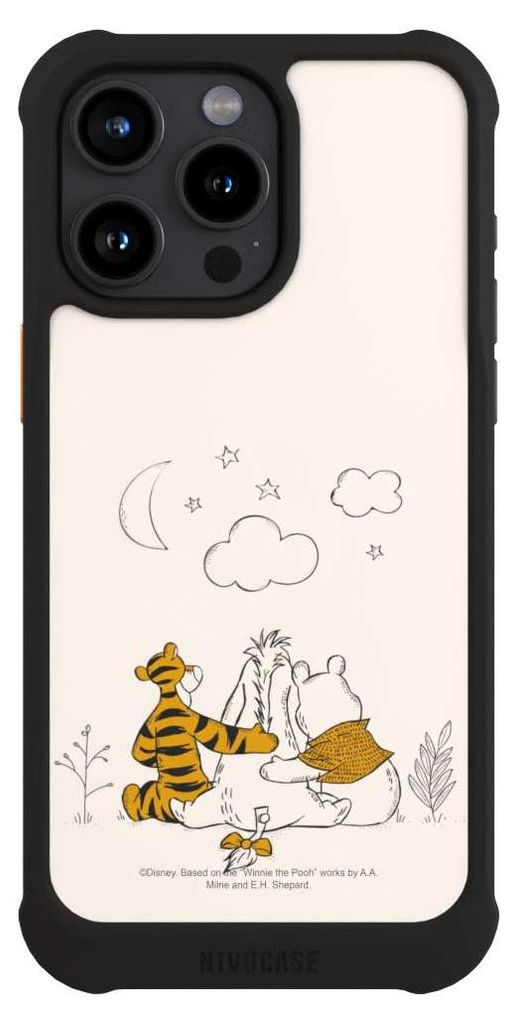 NIVOCASE Hülle für Apple iPhone 15 Pro Max Stoßfeste Handyhülle NIVOmax Case Schwarz Disney Offizielles Lizenzprodukt Winnie Puuh