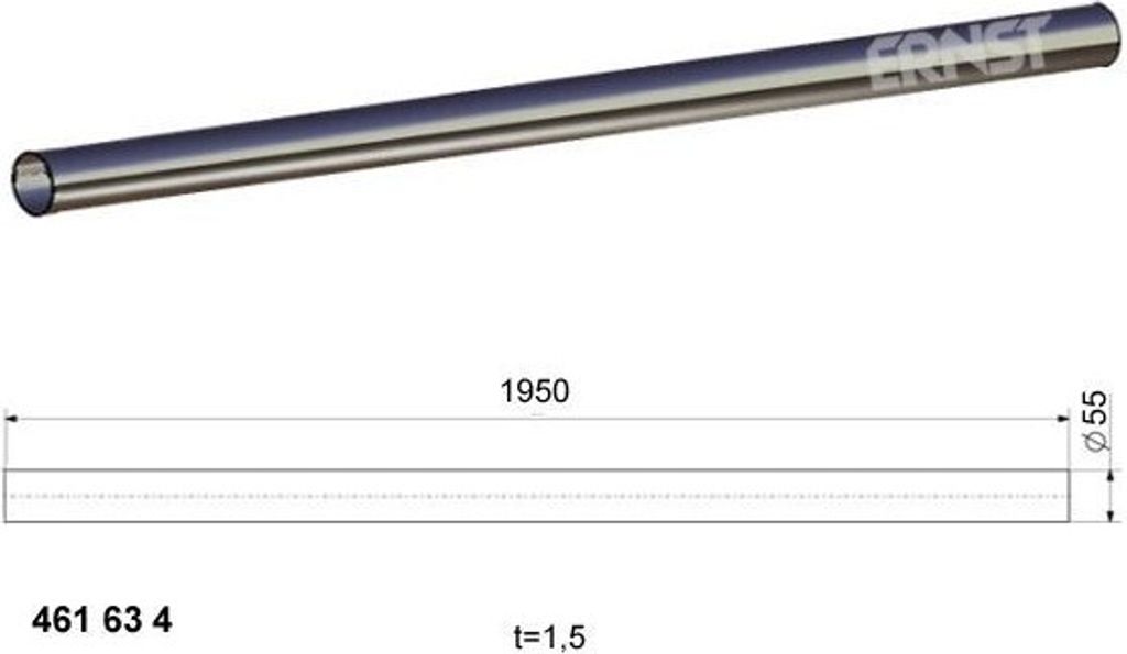 ERNST Auspuffrohr Universal 461634 1,5mm 55mm 1950mm