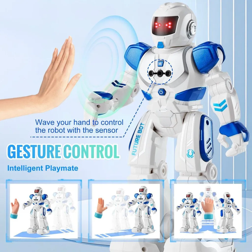 Robot RC programmable intelligent et télécommandé pour enfant bleu - 4