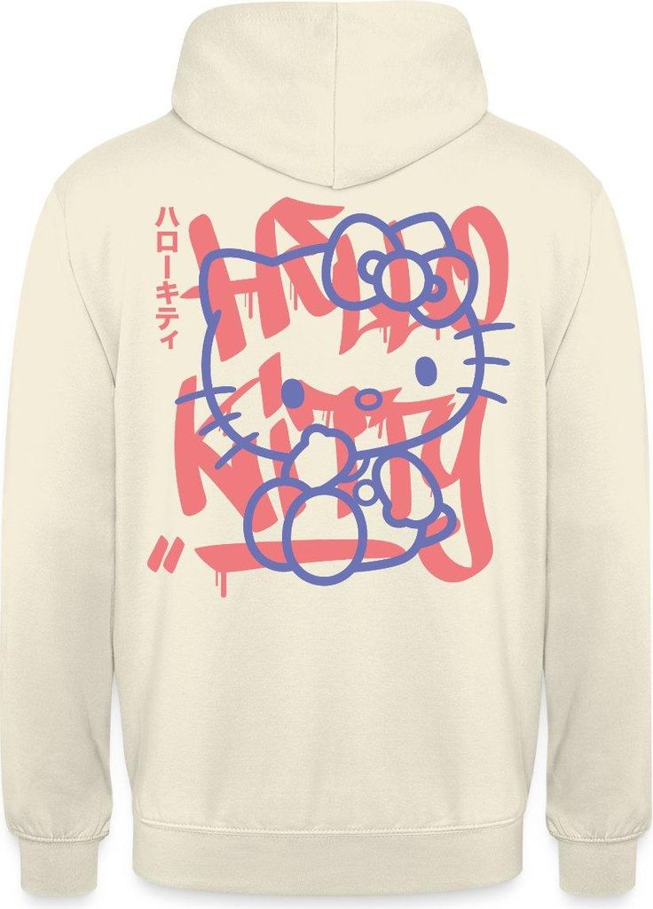 Spreadshirt Hello Kitty Mit Schriftzug Graffiti Stil Uni Hoodie, M, Vanille-Milchshake