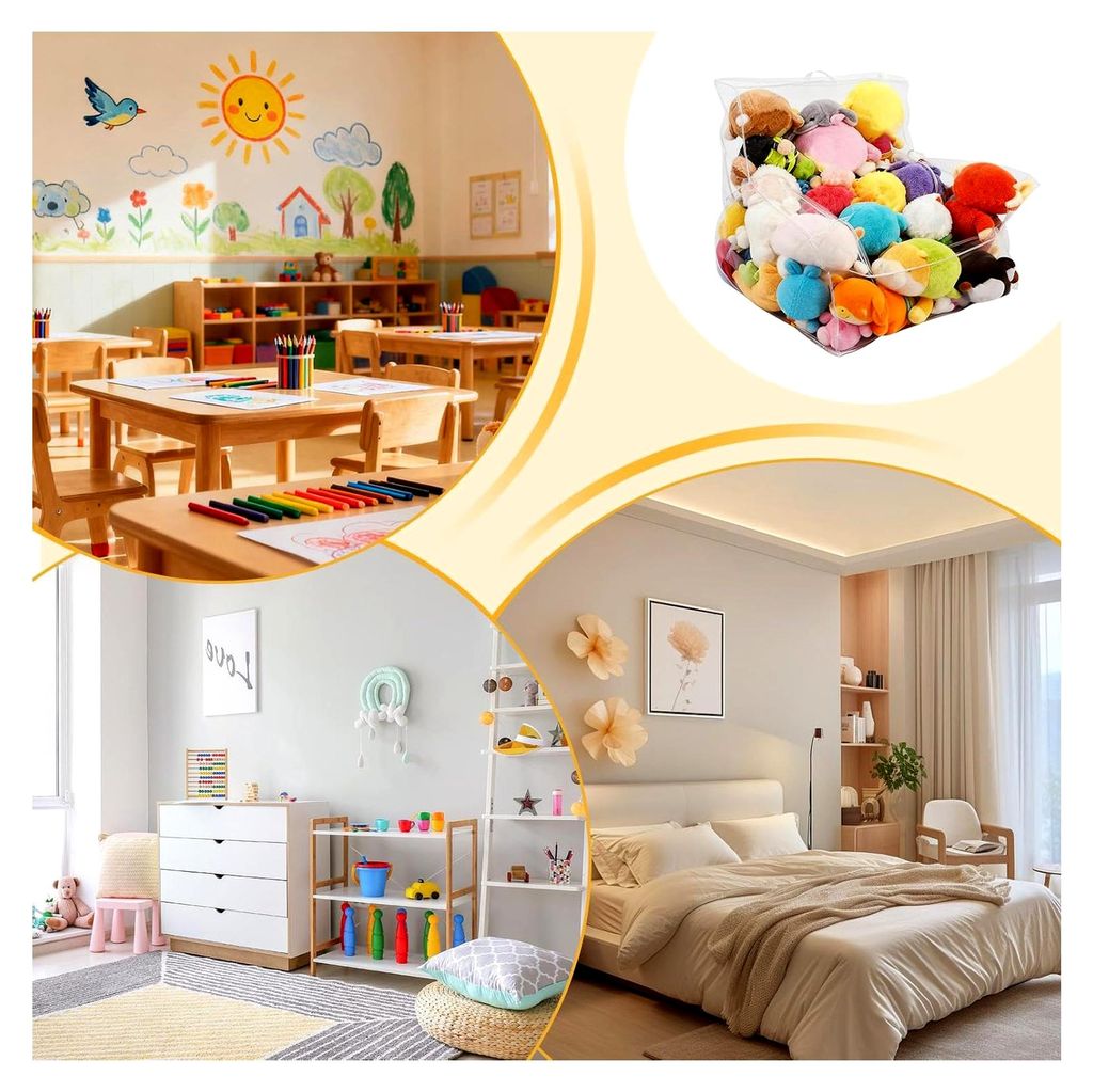 Sitzsack für Plüschtiere, transparente Aufbewahrung für Kuscheltiere | Großer Bezug für Plüschtiere - Für Schlafzimmer, Kinderzimmer, Wohnzi...