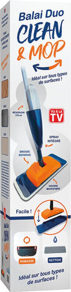 Schrubber mit rechteckigem Kopf - VENTEO - DUO MOP CLEANER Besen - Alustiel - weiß - erwachsene - Für alle Bodenarten - Parkett/Fliesen/Lino