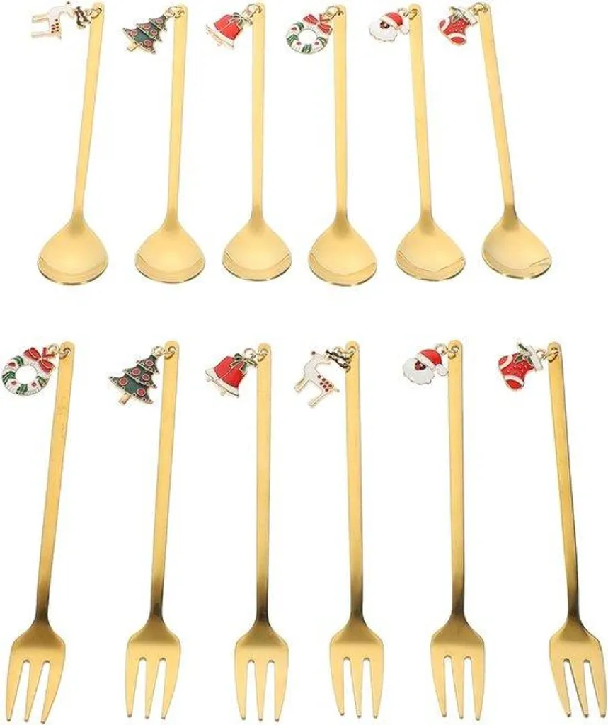 Ménagère de Noël 12 pièces en acier inoxydable pour table de réveillon