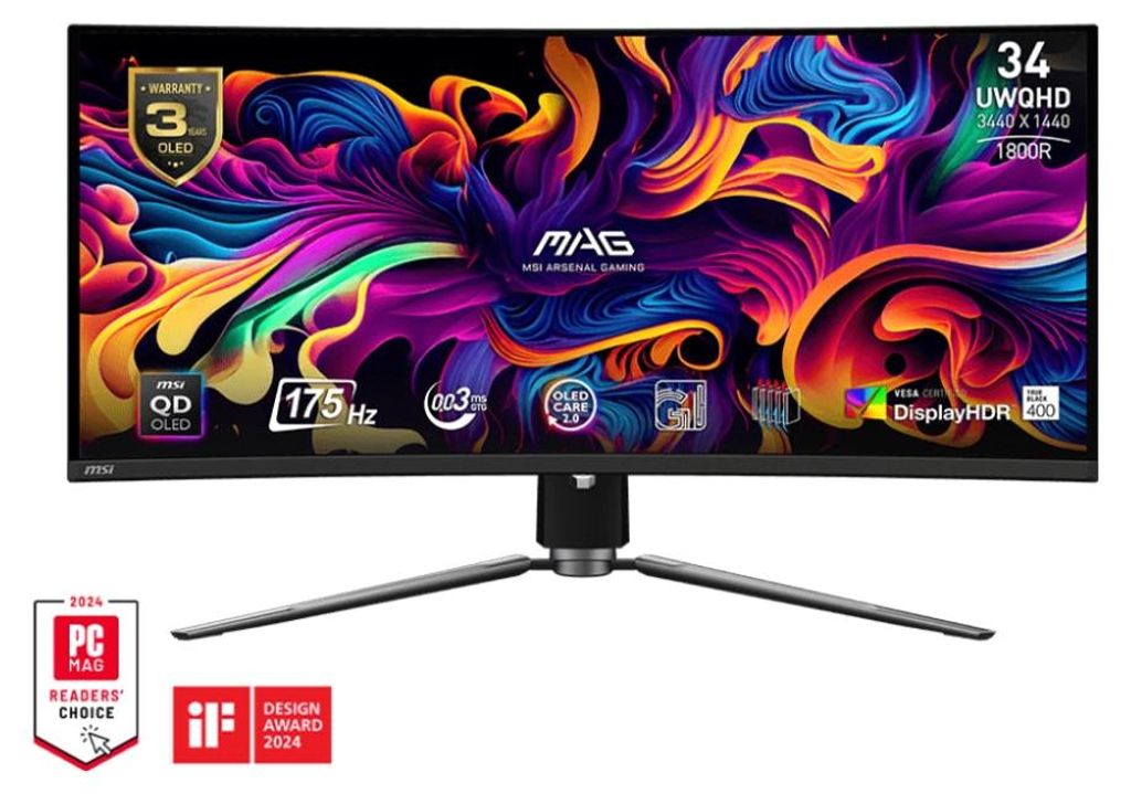 MSI MAG 341CQP QD-OLED, 34", 175Hz, 0.03ms, UWQHD Zdjęcie produktu 