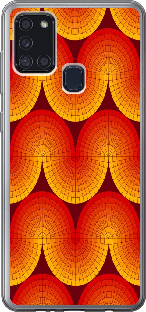 MuchoWow Handyhülle Schutzhülle Hülle für Telefoonhoesje Samsung Galaxy A21s Design - Retro - Rot - Abstrakt Silikon Softcase Handy Hülle - ...