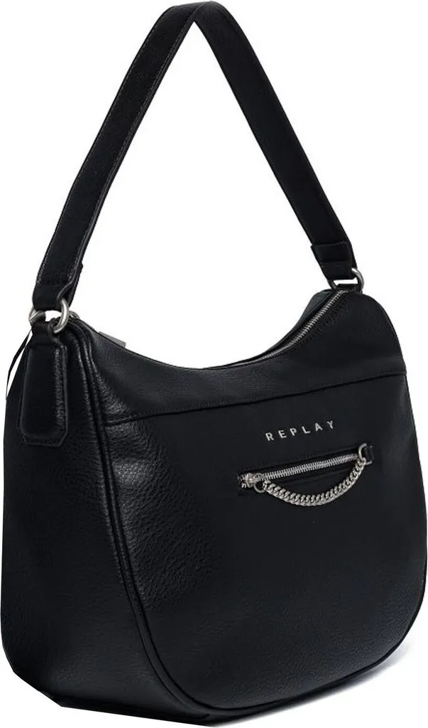 Sac à épaule Replay synthétique noir grainé compact et très robuste