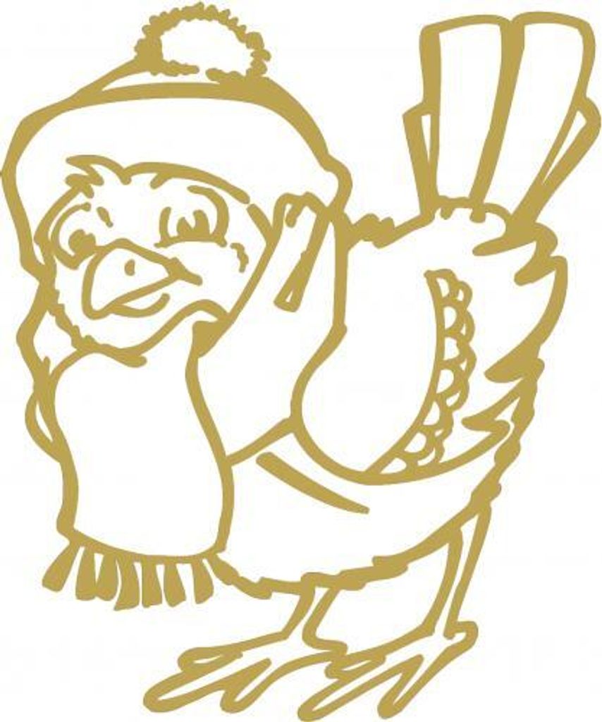 Wandtattoo Dekorfolie Weihnachten Vogel WD0817 - verschiedene Farben und Größen zur Wahl Color - gold Größe - 90cm