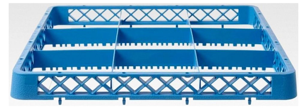 Spülkorb für Geschirrspüler, Gläserkorb, 9 Fächer, Polypropylen, 500x500x(H)45 mm, blau